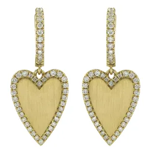 0.33ct tw Heart Shaped Pave Edge Diamond Dangling Earrings