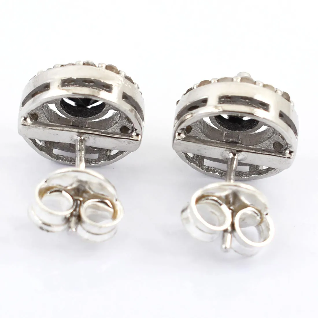 0.50 Ct Each, Certified Black Diamond Accents Studs in 925 Silver, Great Shine & Excellent Luster