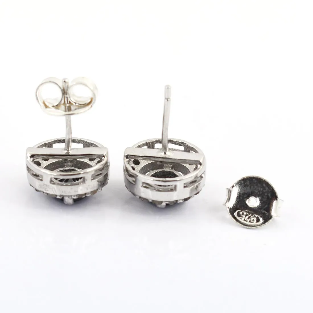0.50 Ct Each, Certified Black Diamond Accents Studs in 925 Silver, Great Shine & Excellent Luster