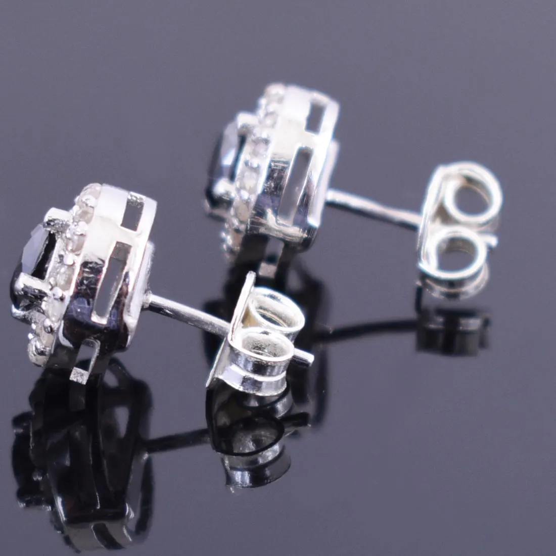 0.50 Ct Each, Certified Black Diamond Accents Studs in 925 Silver, Great Shine & Excellent Luster