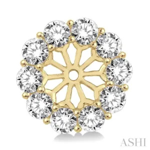 1 1/2 Ctw Round Cut Diamond Earring Jacket in 14K Yellow Gold