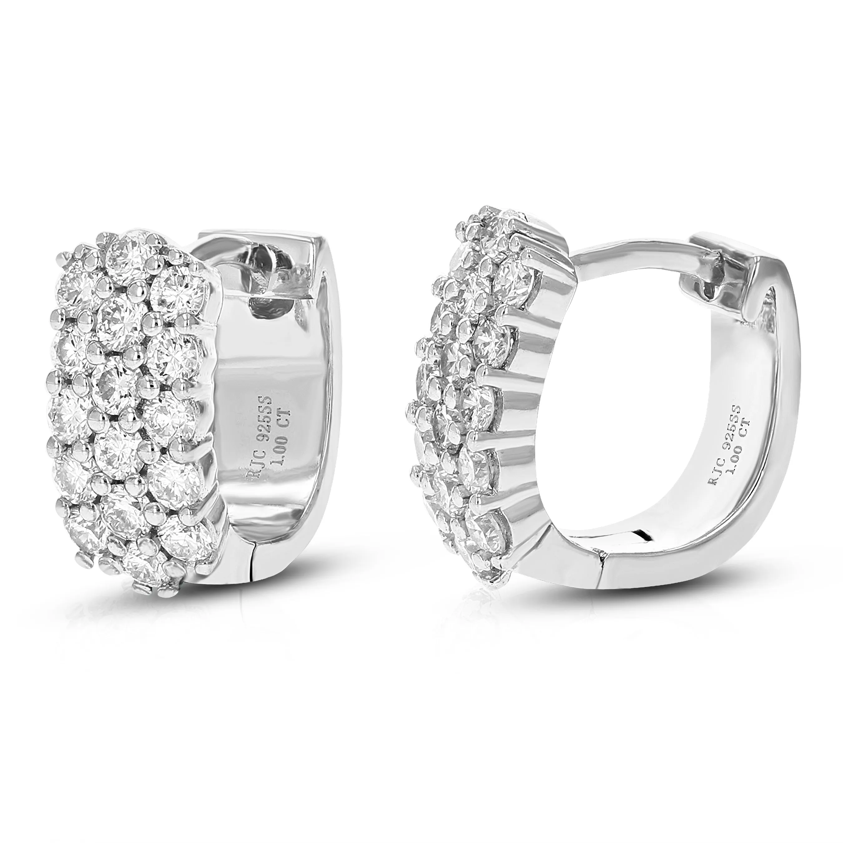 1 cttw Lab Grown Diamond Huggee Hoop Earrings in Sterling Silver
