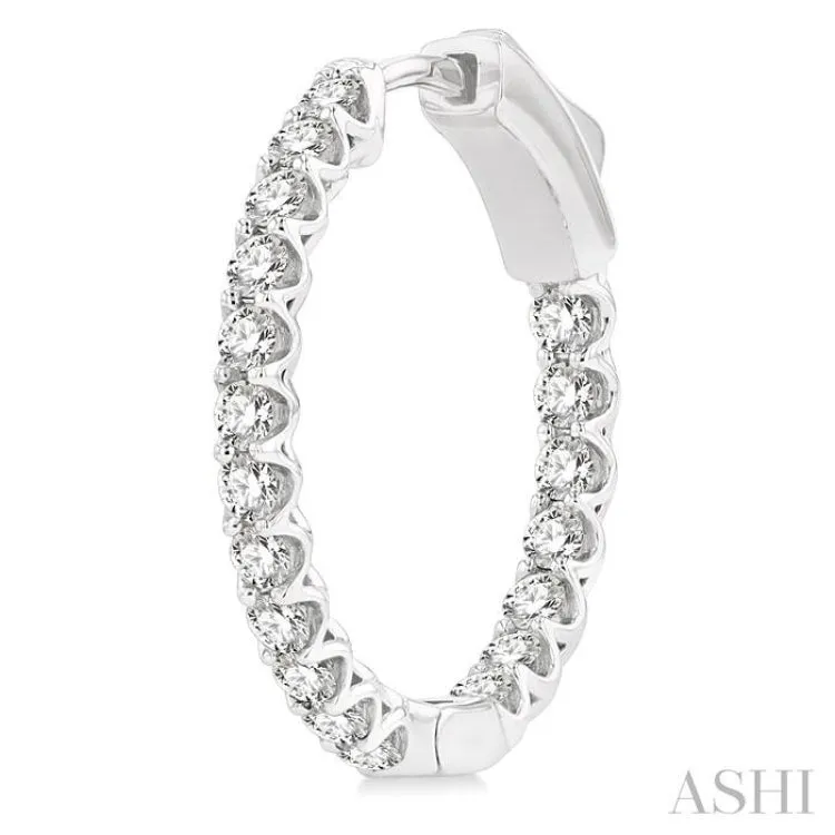 1 ctw Inside-Out Round Cut Diamond Hoop Earrings in 14K White Gold