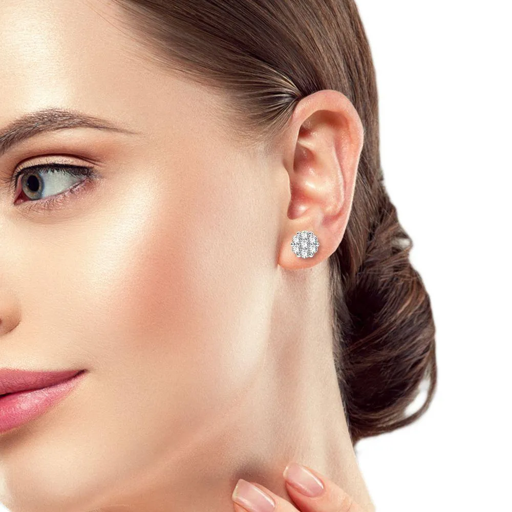 10K 0.50ct Diamond Cluster Earrings
