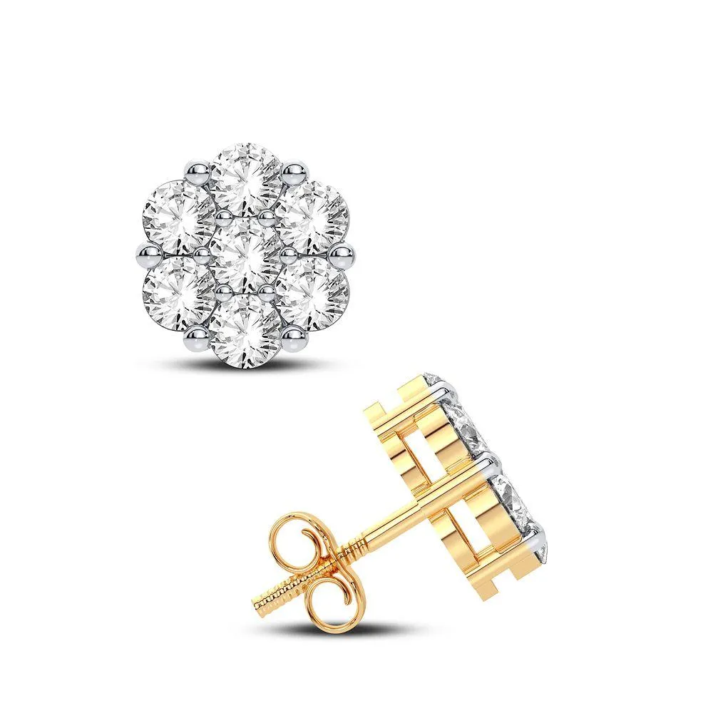 10K 0.50ct Diamond Cluster Earrings