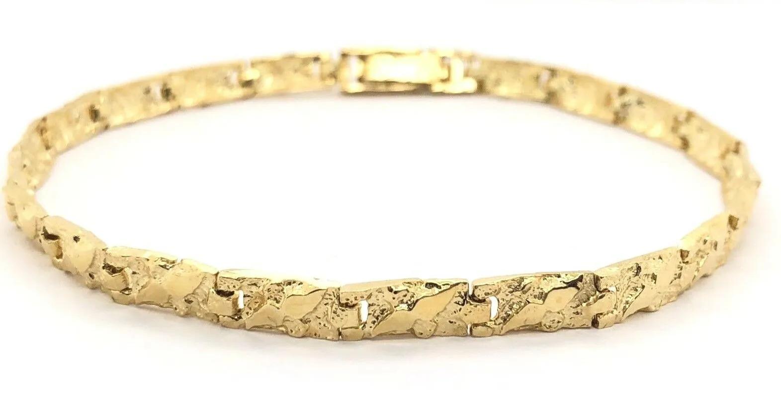 10k Yellow Gold Nugget Bracelet 7"- 8.75" 4.75mm