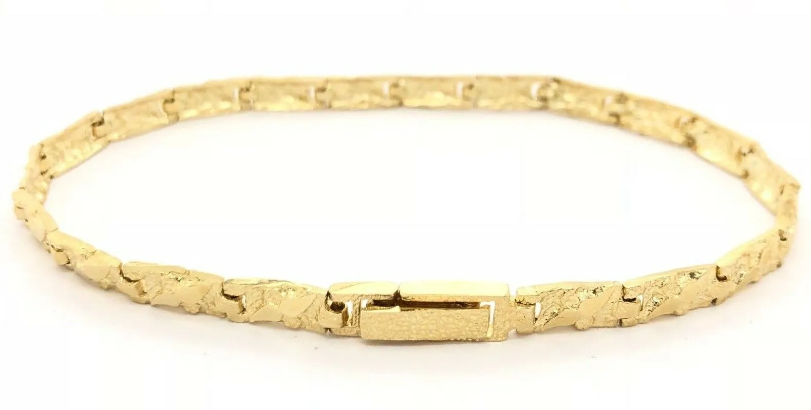 10k Yellow Gold Nugget Bracelet 7"- 8.75" 4.75mm