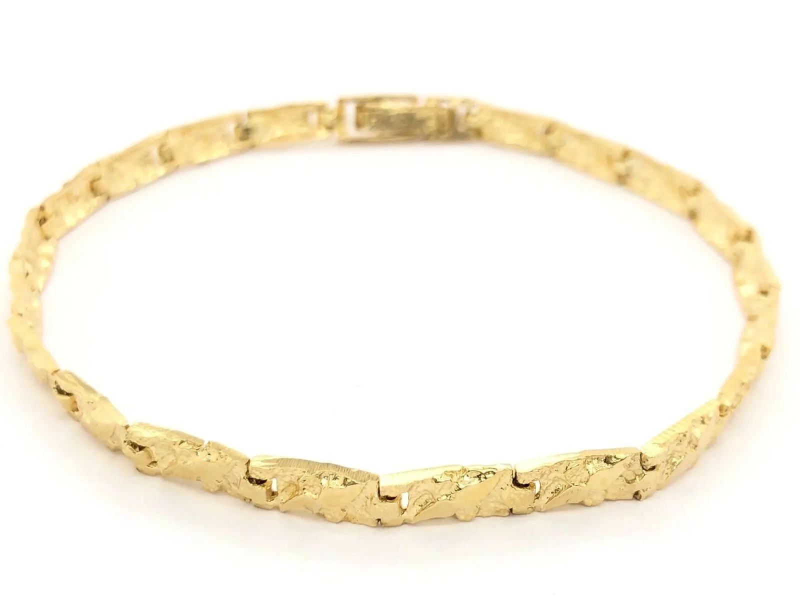 10k Yellow Gold Nugget Bracelet 7"- 8.75" 4.75mm