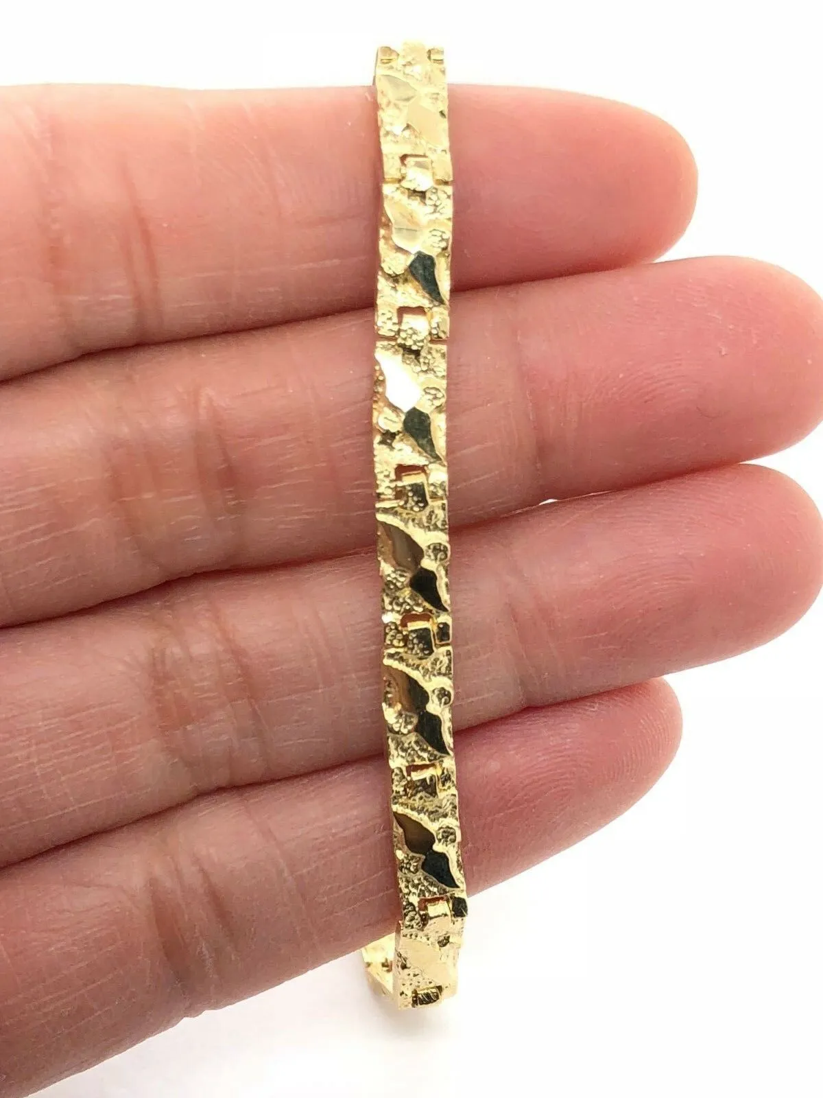 10k Yellow Gold Nugget Bracelet 7"- 8.75" 4.75mm
