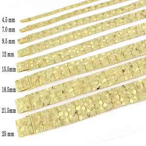 10k Yellow Gold Solid Nugget Bracelet Adjustable 7.5-8" 12mm 26.8 grams