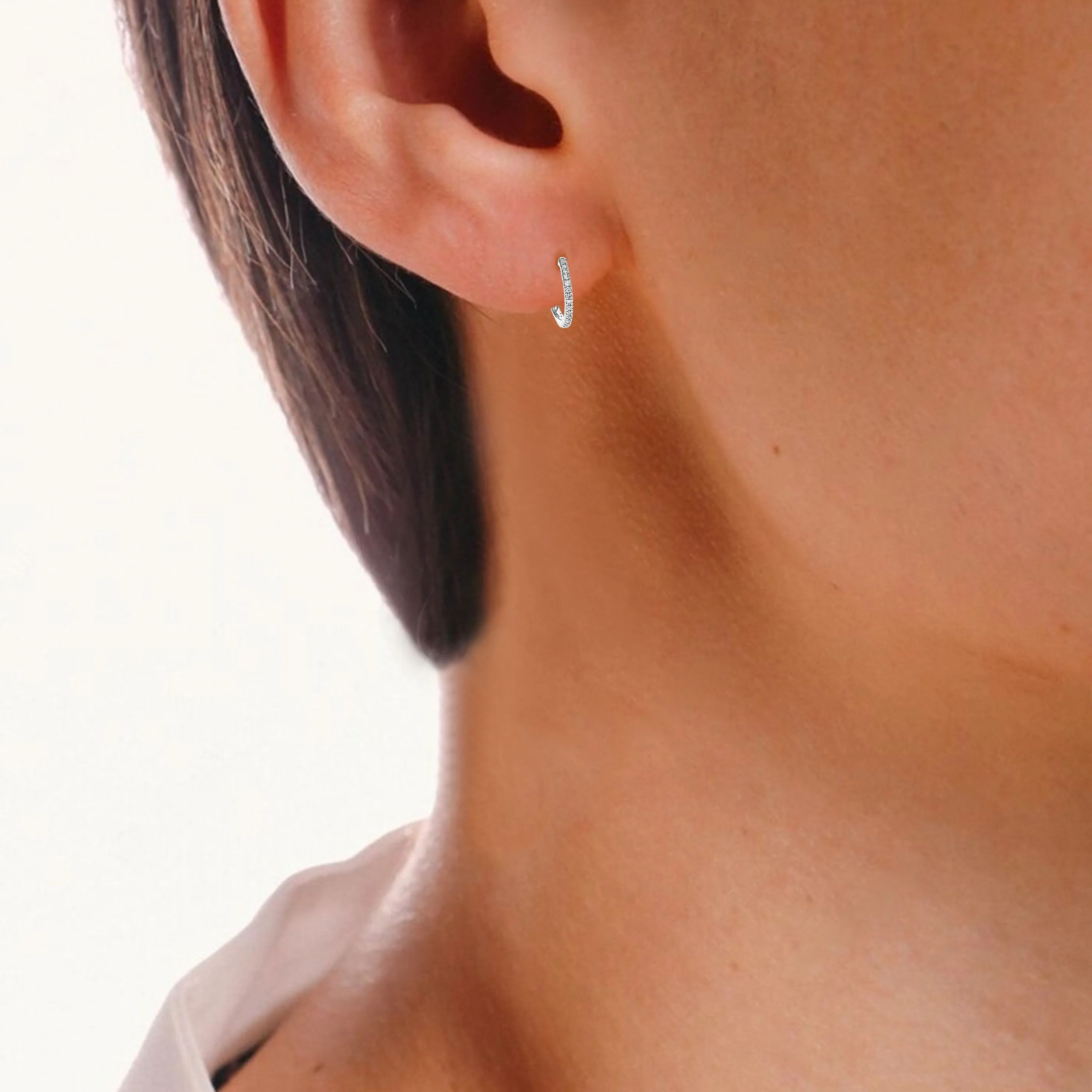 1/10 cttw Lab Grown Diamond Petite Hoop Earrings in Sterling Silver