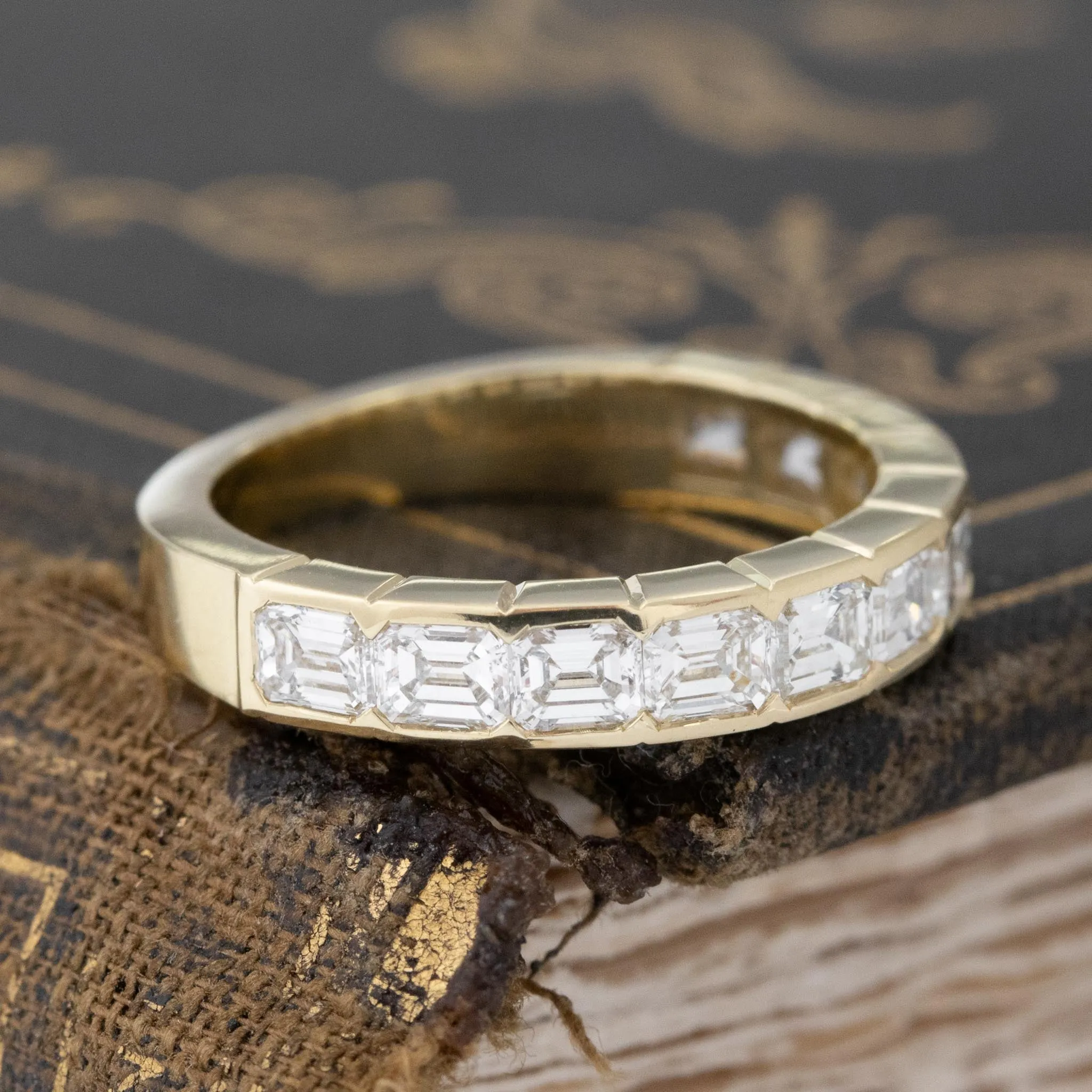1.21ctw Emerald Cut Diamond Half-Eternity Band