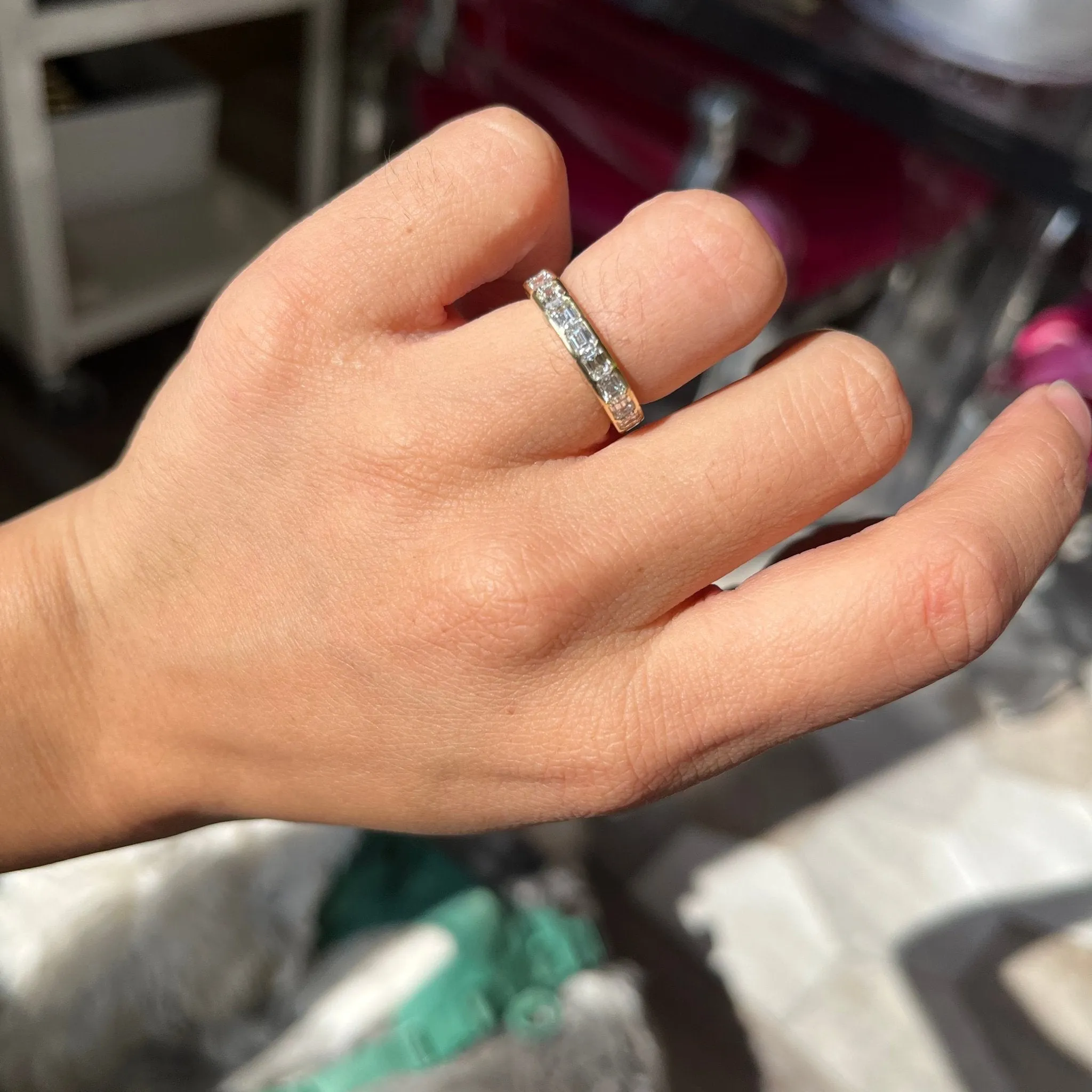 1.21ctw Emerald Cut Diamond Half-Eternity Band