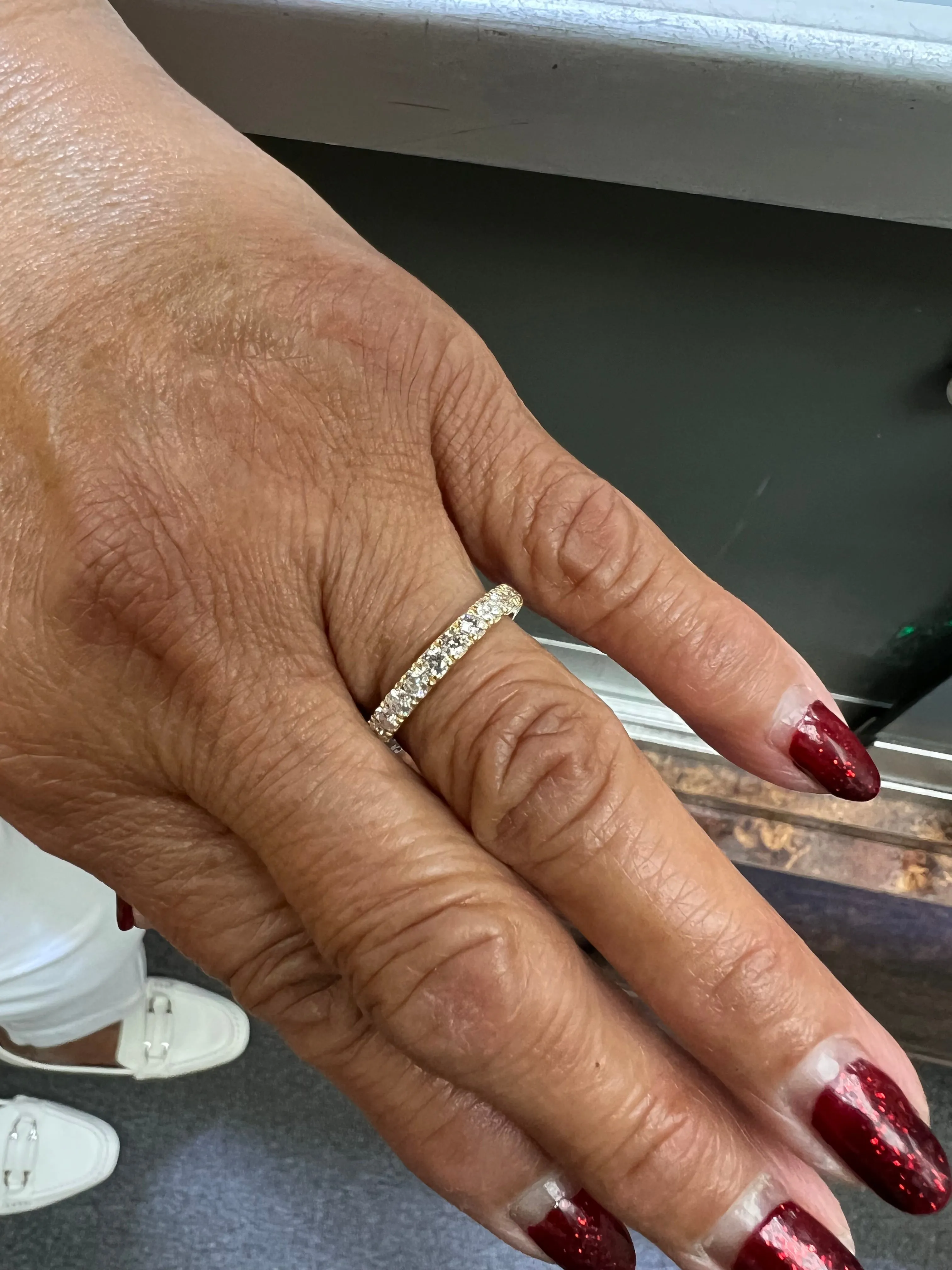 1.25 Carat TW Diamond Yellow Gold Eternity Band Ring