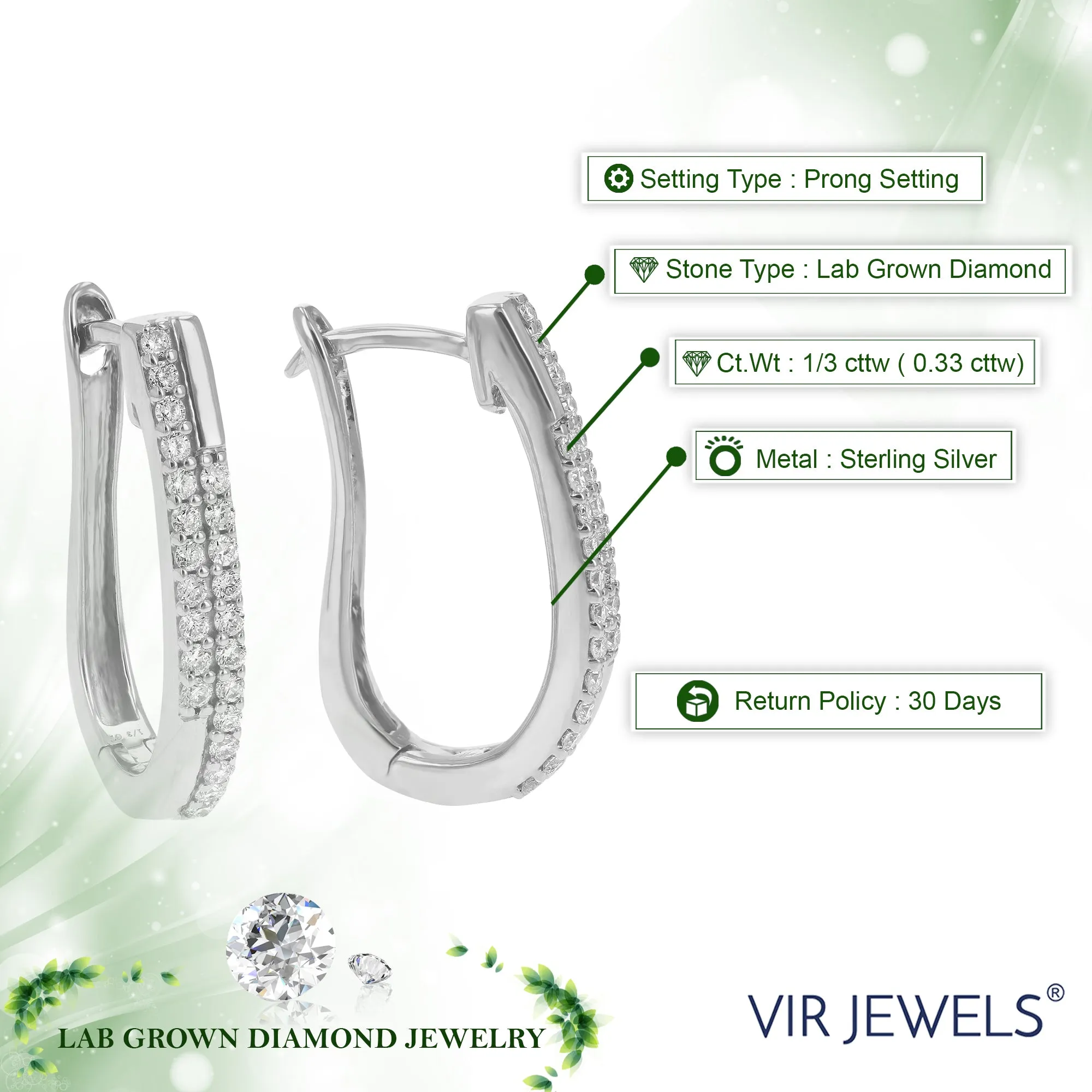 1/3 cttw Lab Grown Diamond Double Crossover Earring in Silver