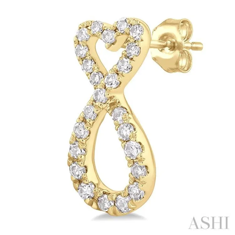 1/4 ctw Infinity Heart Round Cut Diamond Fashion Earring in 10K Yellow Gold