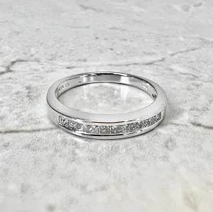 14 Karat White Gold Channel-Set Princess Cut Diamond Band Ring