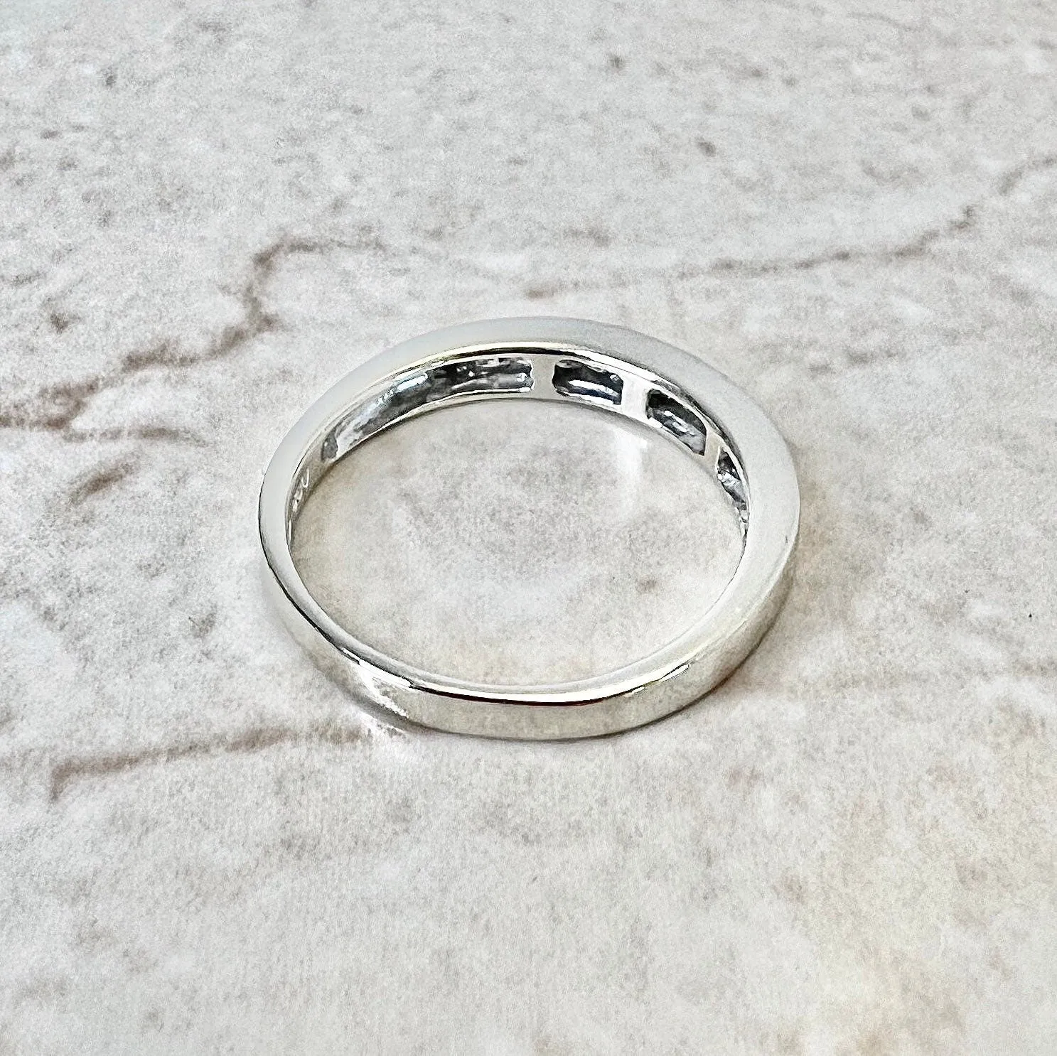 14 Karat White Gold Channel-Set Princess Cut Diamond Band Ring