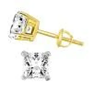 14k .75ct-Diamond Princess-Cut Earrings SI3/I1-HI