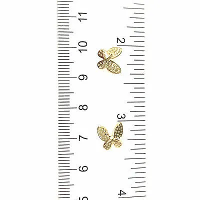 14K Diamond Pave Butterfly Earrings Yellow Gold