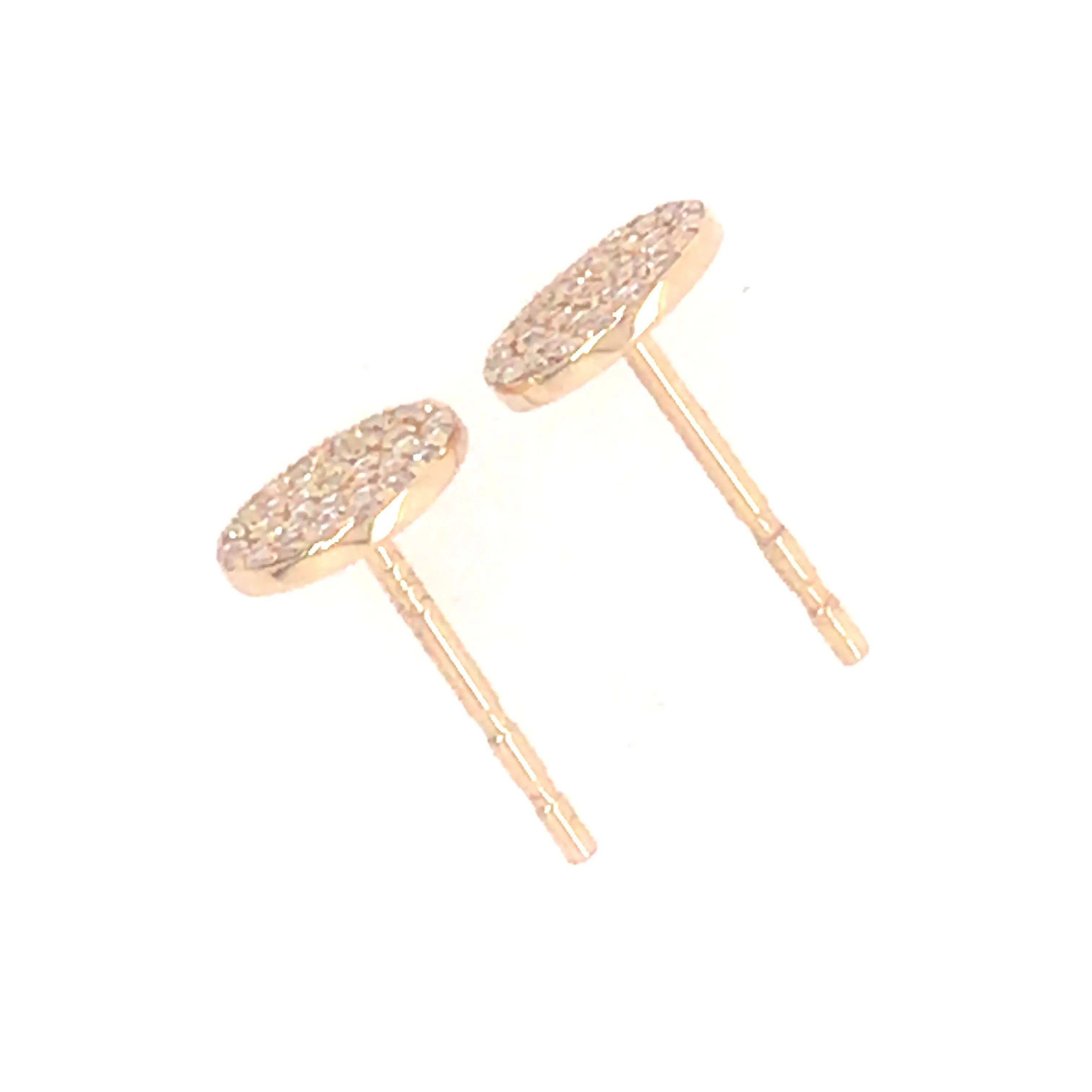14K Diamond Pave Circle Earrings Yellow Gold