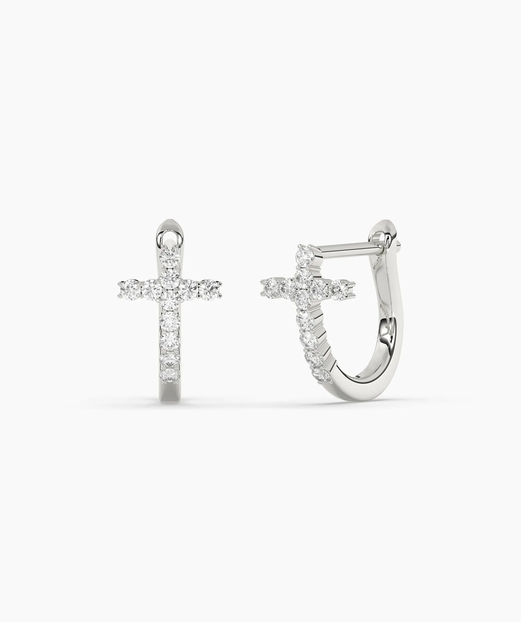 14K Gold Cross Hoop Earrings