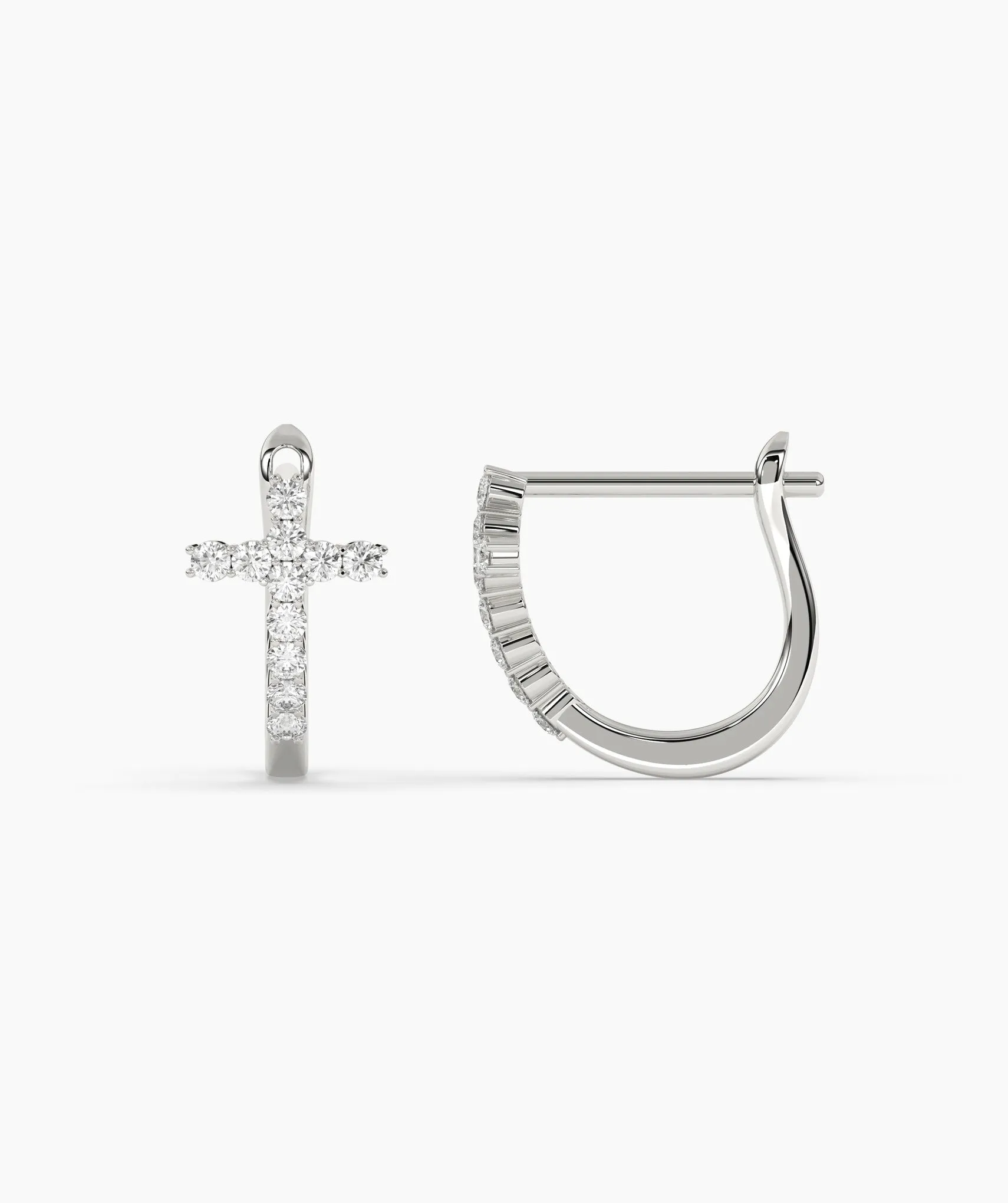 14K Gold Cross Hoop Earrings