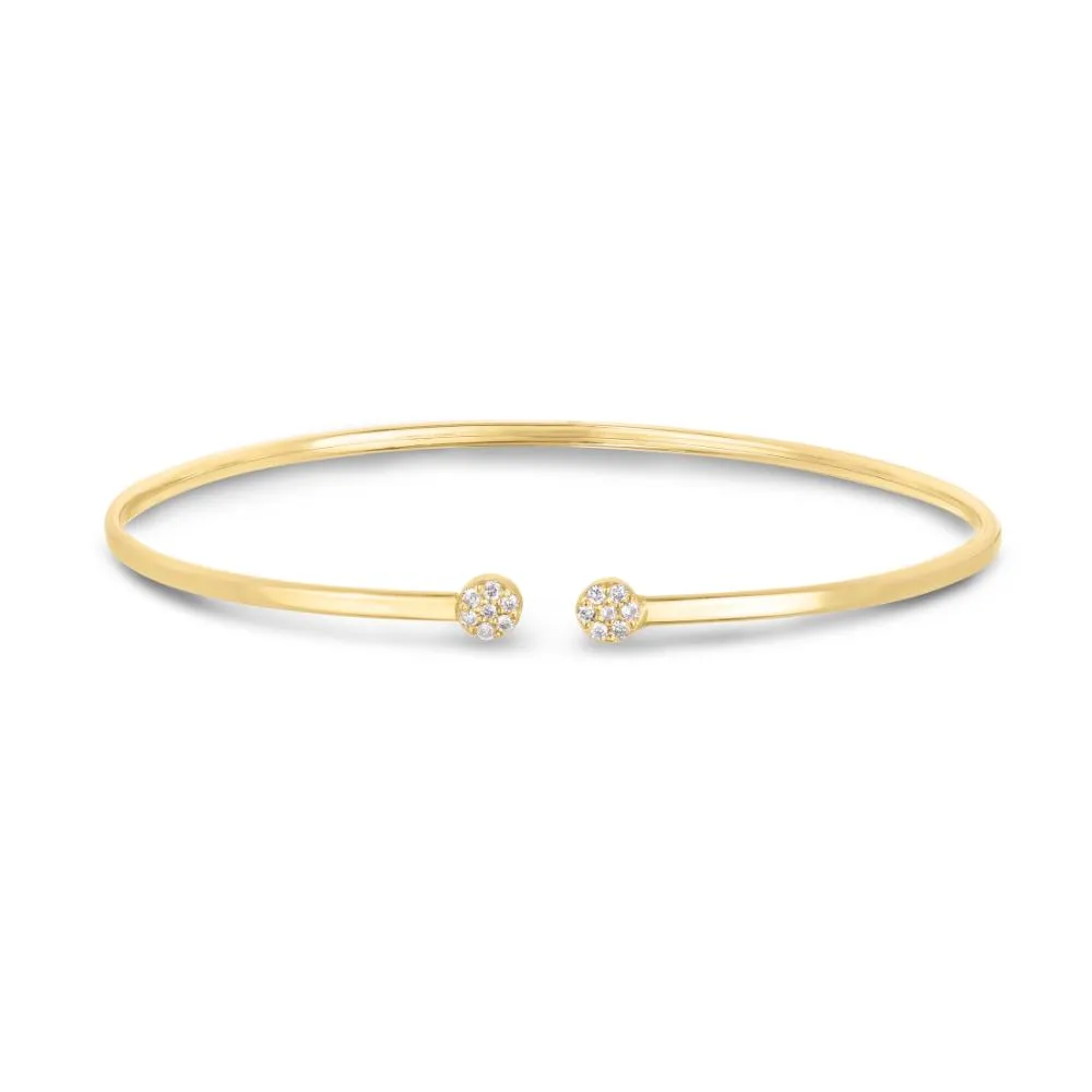 14K Gold Diamond Cluster Cuff Bangle