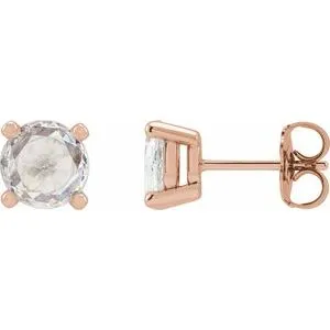 14K Rose .07 CTW Rose-Cut Natural Diamond Stud Earrings
