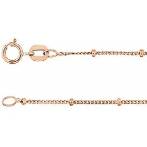 14K Rose 1 mm Beaded Curb 24" Chain