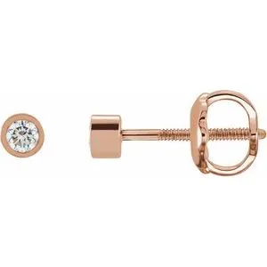 14K Rose 1/10 CTW Natural Diamond Micro Bezel-Set Earrings