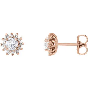 14K Rose 1/2 CTW Diamond Halo-Style Earrings