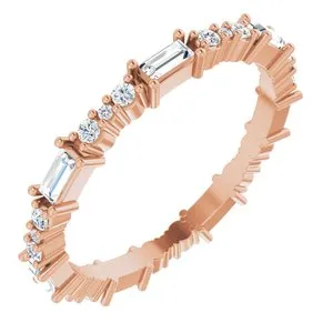 14K Rose 1/2 CTW Natural Diamond Eternity Band Size 7.5