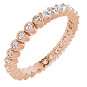 14K Rose 1/2 CTW Natural Diamond Reversible Eternity Band Size 4.5