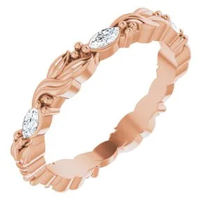 14K Rose 1/3 CTW Natural Diamond Finger Floral-Inspired Eternity Band