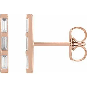 14K Rose 1/8 CTW Natural Diamond Bar Earrings