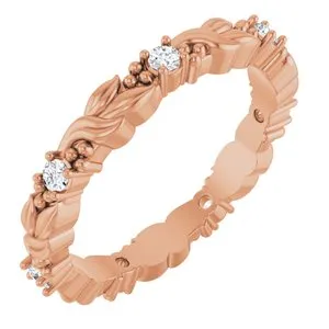 14K Rose 1/8 CTW Natural Diamond Eternity Band Size 6.5