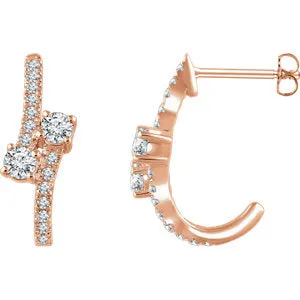 14K Rose 5/8 CTW Diamond Two-Stone Earrings