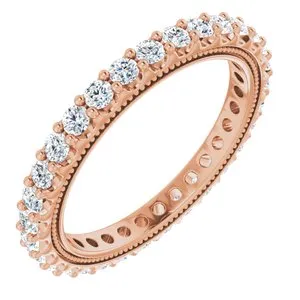 14K Rose 9/10 CTW Natural Diamond Eternity Band Size 6.5