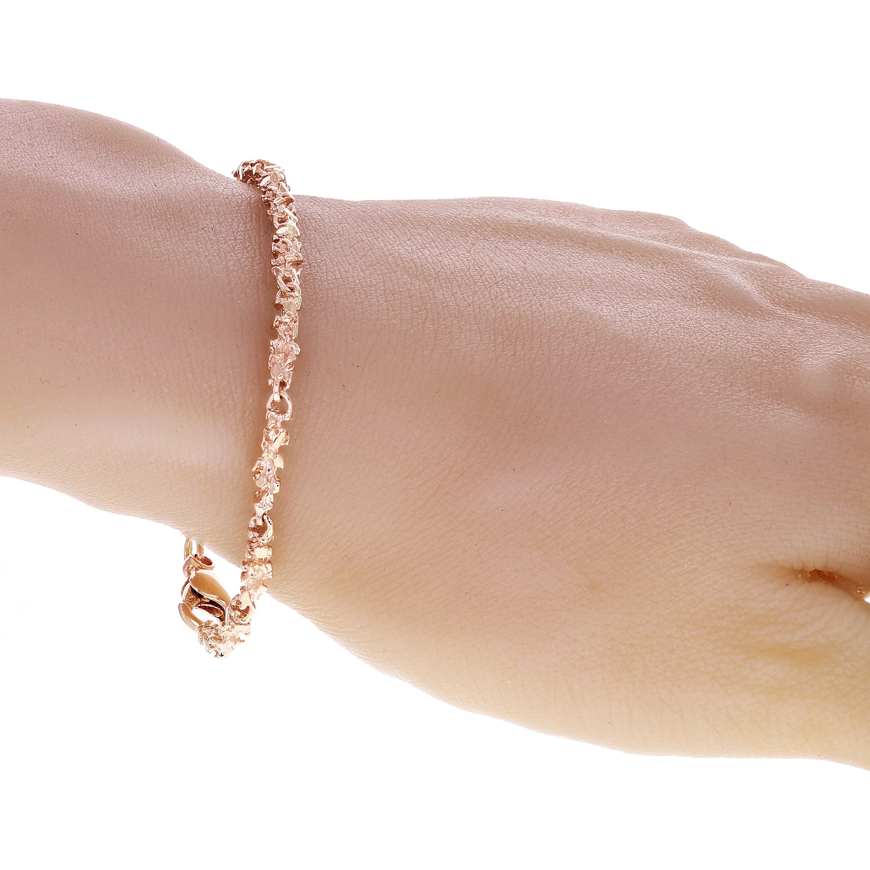 14k Rose Gold Nugget Bracelet 7.5" 3.8mm 10 grams