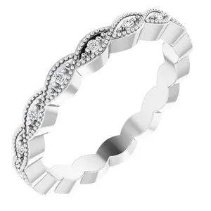 14K White .07 CTW Diamond Eternity Band Size 5