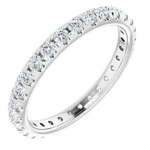 14K White 1/2 CTW French Set Diamond Eternity Band Size 6.5