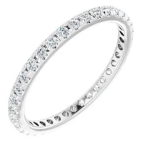 14K White 1/2 CTW French Set Diamond Eternity Band Size 6