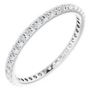 14K White 1/2 CTW French Set Diamond Eternity Band Size 8
