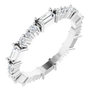 14K White 1/2 CTW Natural Diamond Eternity Band Size 4