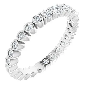 14K White 1/2 CTW Natural Diamond Reversible Eternity Band Size 4