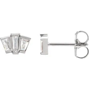 14K White 1/3 CTW Diamond Geometric Cluster Earrings