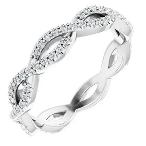14K White 1/3 CTW Diamond Infinity-Inspired Eternity Band Size 6