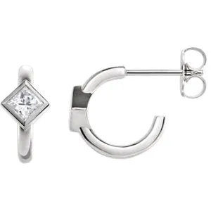 14K White 1/3 CTW Diamond J-Hoop Earrings
