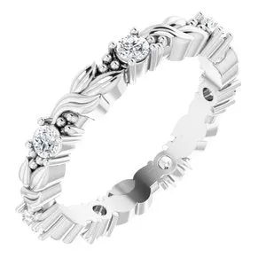 14K White 1/3 CTW Natural Diamond Eternity Band Size 4.5